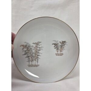 Vintage Fukagawa Arita Porcelain Plates Hand Painted Bamboo Pattern Japan